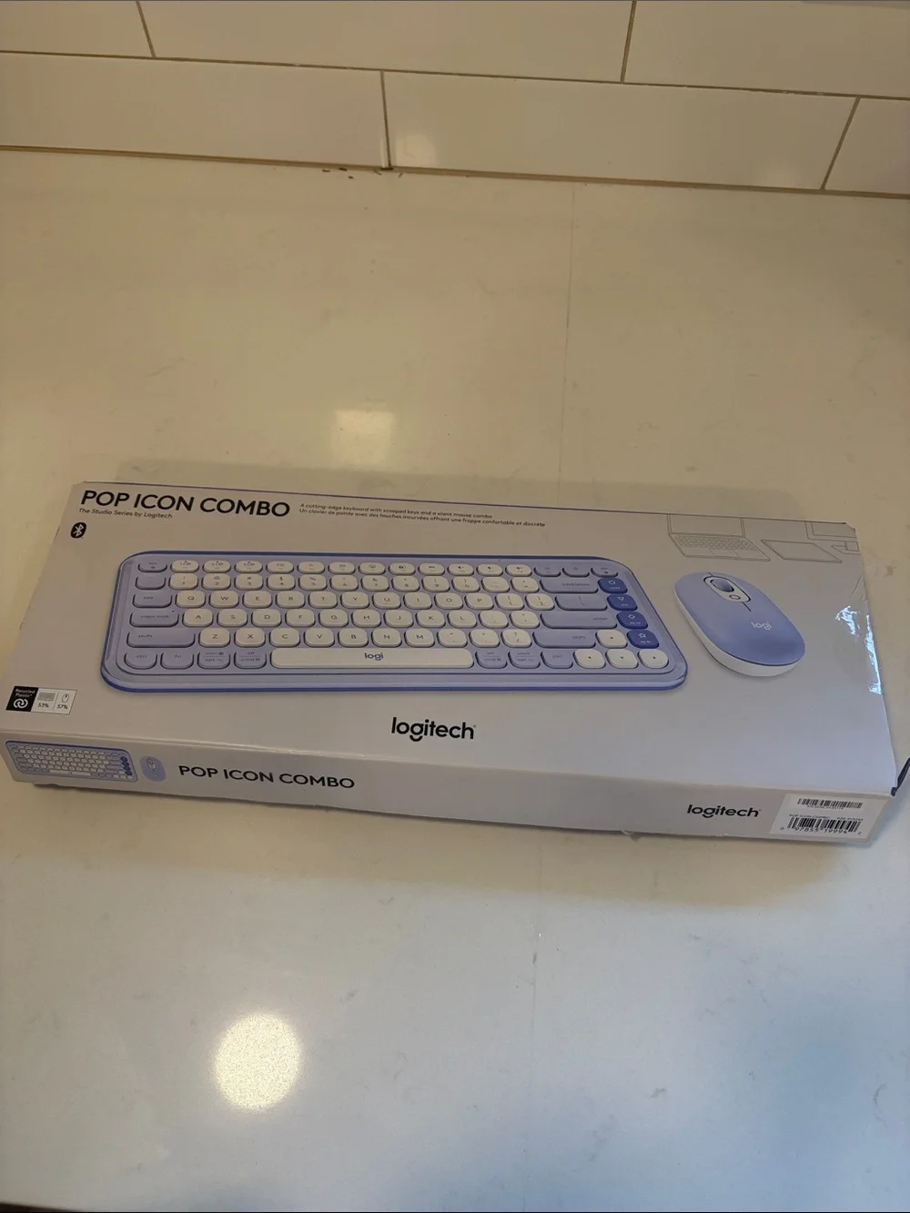 Logitech Pop Icon Combo Wireless Keyboard and Mouse Set in Lilac & Off White